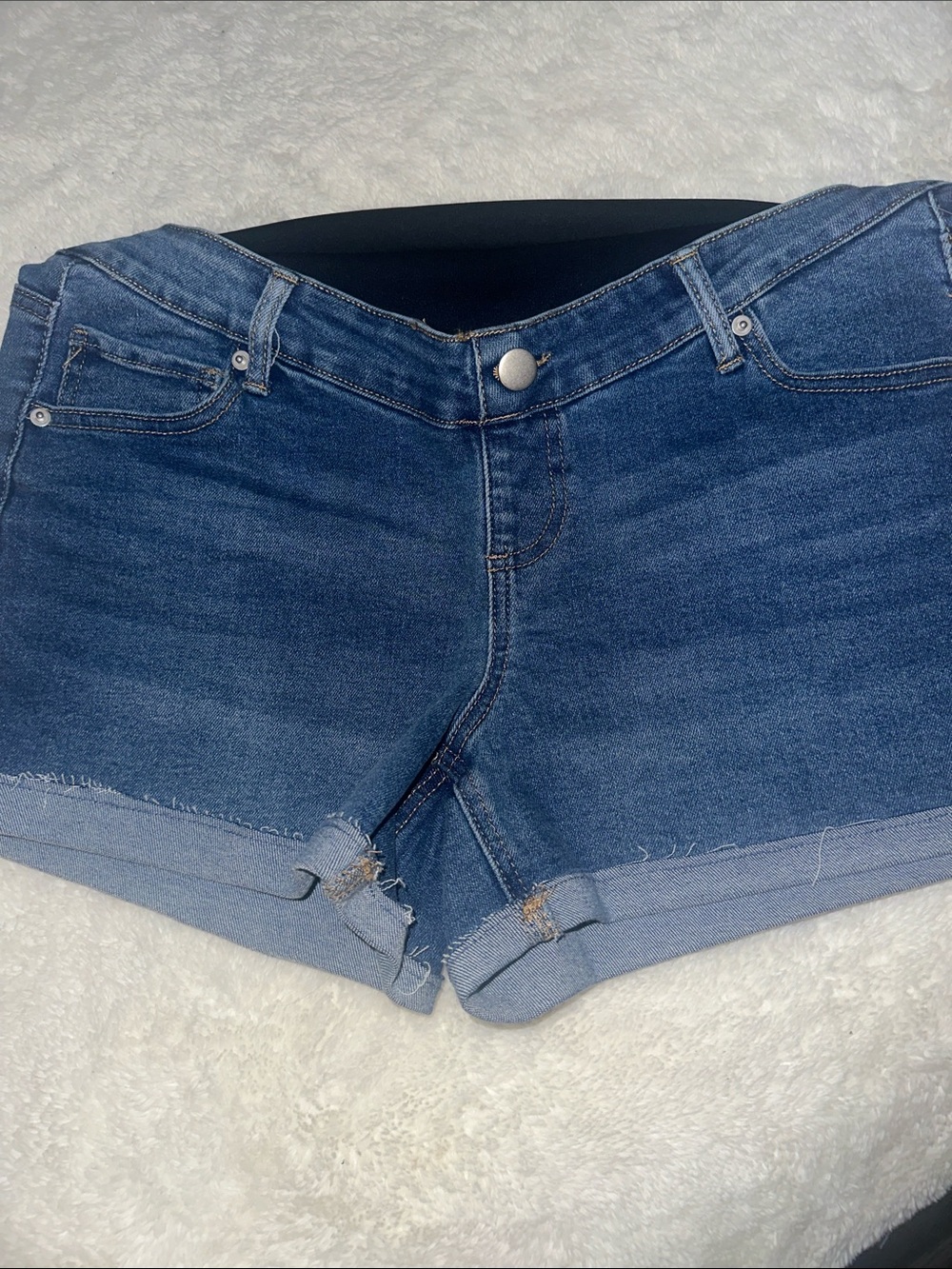 Maternity High-Waist Denim Shorts - Blue/Black - Picture 3 of 7